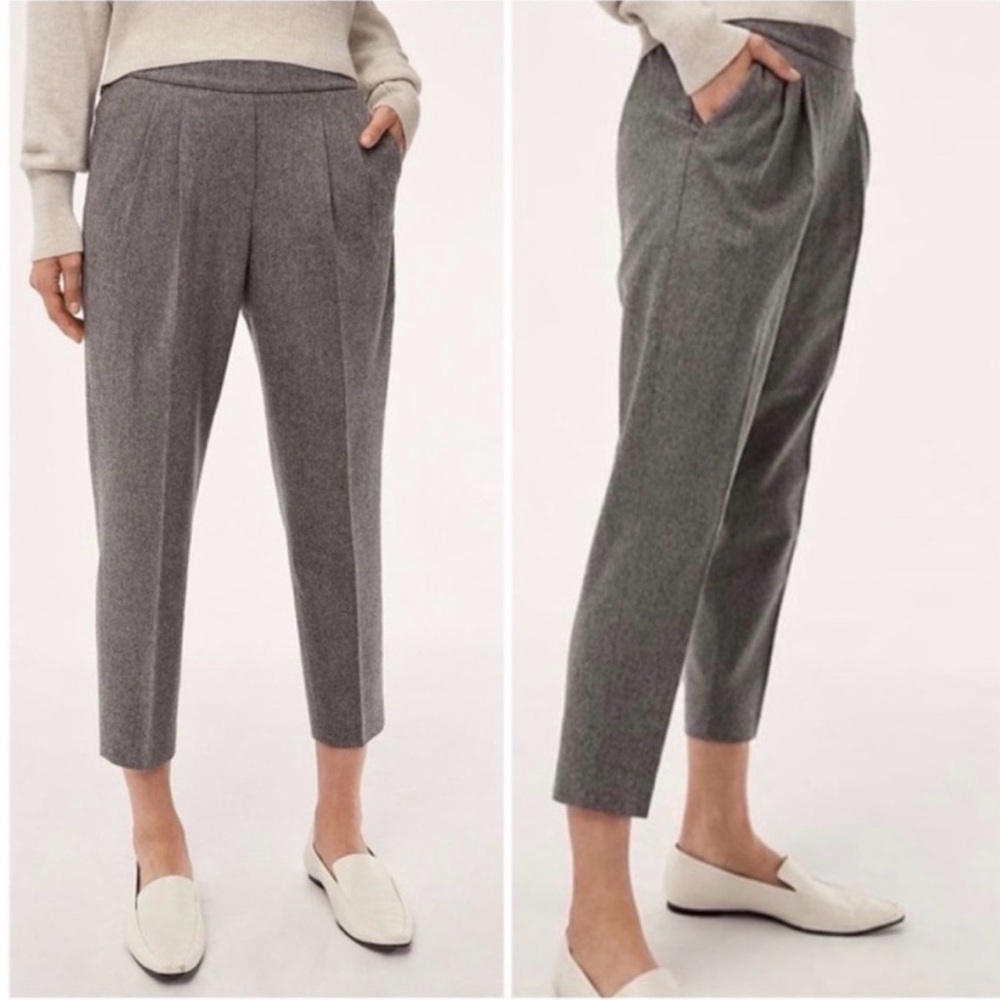 Babaton X Aritzia Cohen Pants Trousers Heather Medium Grey Wool Cashmere Stretch